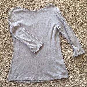 3/4 Sleeve boat neck top with cute button detail